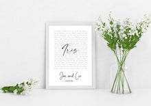 Personalised Song Lyrics Print / song words print!