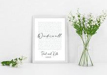 Personalised Song Lyrics Print / song words print!
