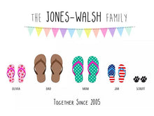Framed Personalised Family Flip Flop Print