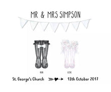 Framed Personalised Wedding Wellies Print