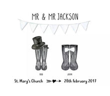 Framed Personalised Wedding Wellies Print