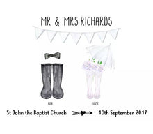 Framed Personalised Wedding Wellies Print