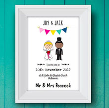 framed Personalised Wedding stick people Print