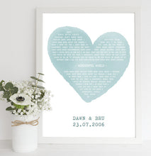 Personalised Song Lyrics Print in Colour