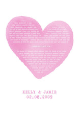 Personalised Song Lyrics Print in Colour