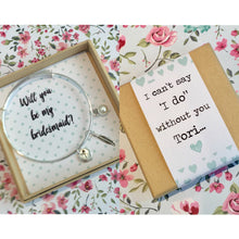 Will you be my Bridesmaid charm bangle complete with gift box & personalised sleeve