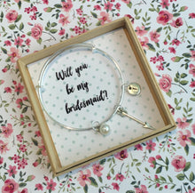 Will you be my Bridesmaid charm bangle complete with gift box & personalised sleeve
