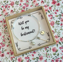Will you be my Bridesmaid charm bangle complete with gift box & personalised sleeve
