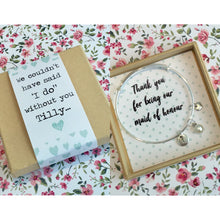 Thank you for being our Maid of Honour charm bangle complete with gift box & personalised sleeve