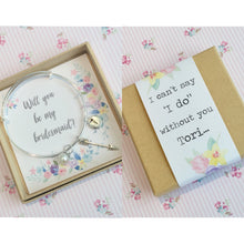 Will you be my Bridesmaid charm bangle complete with gift box & personalised sleeve