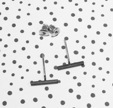 black t bar stud earrings