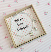Will you be my Bridesmaid charm bangle complete with gift box & personalised sleeve