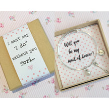Will you be my Maid of Honour Bangle With 3 Charms complete with gift box & personalised sleeve