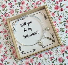 Will you be my Bridesmaid charm bangle complete with gift box & personalised sleeve