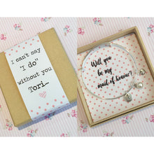 Will you be my Maid of Honour Bangle With 3 Charms complete with gift box & personalised sleeve