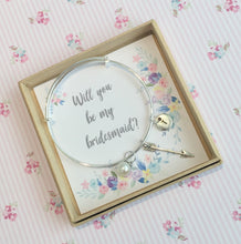 Will you be my Bridesmaid charm bangle complete with gift box & personalised sleeve