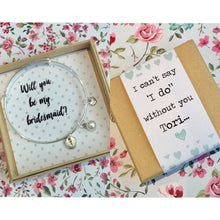 Will you be my Bridesmaid charm bangle complete with gift box & personalised sleeve