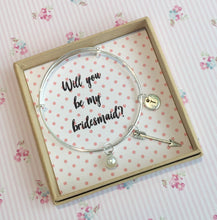 Will you be my Bridesmaid charm bangle complete with gift box & personalised sleeve