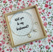 Will you be my Bridesmaid charm bangle complete with gift box & personalised sleeve
