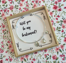 Will you be my Bridesmaid charm bangle complete with gift box & personalised sleeve