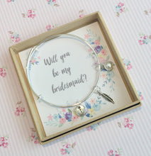 Will you be my Bridesmaid charm bangle complete with gift box & personalised sleeve