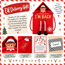 Elf delivery gift with personalised letter and surprise envelope 