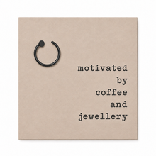 Black 8mm nose ring. Titanium open nose ring. Slim small nose hoop in black. 