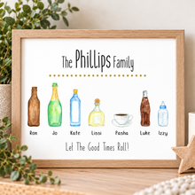 Hand painted drinks print - family Christmas gift 