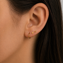 Thin gold huggie hoop earring. Gold sleeper earrings. Tiny 8mm gold ear hoops
