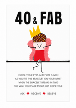 40 and fab wish string bracelet. 40th bracelet. Gift for turning 40. 40th birthday card filler. Gift for 40th birthday. Silver star charm bracelet