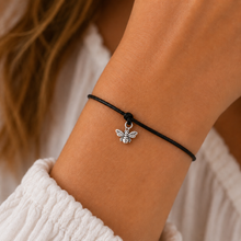 Bee wish bracelet. Silver bee charm bracelet.