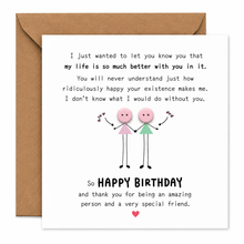 Personalised special friend birthday card 
Funky pigeon card
Moonpig card 