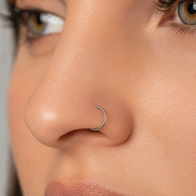 Titanium nose ring. Open silver nose hoop. Slim lightweight nose jewellery. 8mm nose ring 