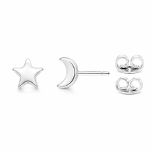 Sterling silver moon and star studs with butterfly backs 