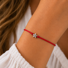 Red wish string bracelet with silver star bead
