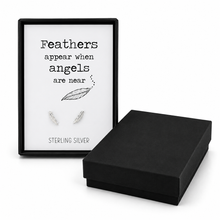 Feathers appear when angels are near stud earrings gift set. Sympathy gift of remebrance.