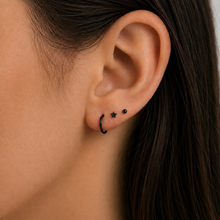 Small black hoop earrings. Black titanium sleeper hoops 