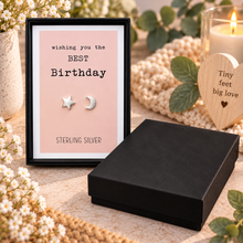 Sterling Silver stud earrings gift set for a birthday. Birthday earrings 
