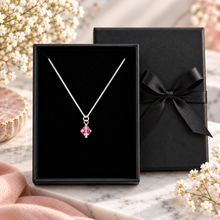 Sterling silver birthstone necklace and gift box. Birth stone jewellery gift 