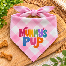 Mummy's pup pink gingham dog bandana