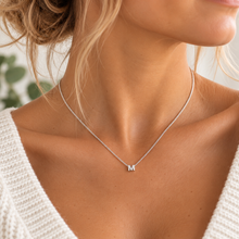 Sterling silver initial necklace on a fine silver curb chain  