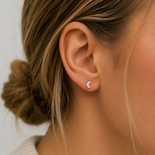 Silver moon and star stud earrings 