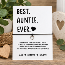 Auntie wish string bracelet. Gift for auntie