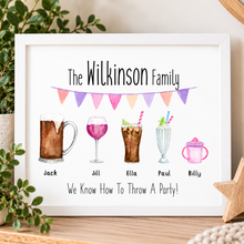 Personalised family drinks print 
