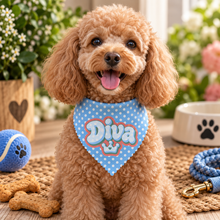Diva Dog Bandana. Pretty polka dot dog scarf, puppy neck tie. Fits most digs