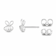 Sterling silver bee stud earrings with butterfly backs.