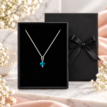 Sterling silver birthstone necklace and gift box. Birth stone jewellery gift 