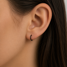 Small black hoop earrings. Black titanium sleeper hoops 