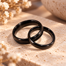 Black stainless steel wedding rings. 4mm Matt black wedding band. Plain ring in black - hypoallergenic 