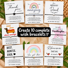MAKE YOUR OWN WISH BRACELETS set which includes instructions and sample designs. Makes 10 complete wish bracelets. Crafting gift. Bracelet making set.